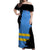 Aruba's Mascot Off Shoulder Maxi Dress Blended with National Flag Details – Symbolic Design