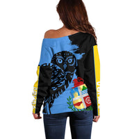 Aruba's Mascot Off Shoulder Sweater Blended with National Flag Details – Symbolic Design