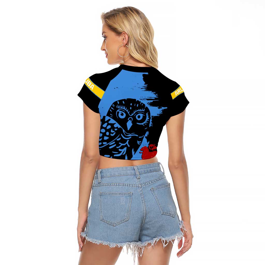 Aruba's Mascot Raglan Cropped T Shirt Blended with National Flag Details – Symbolic Design