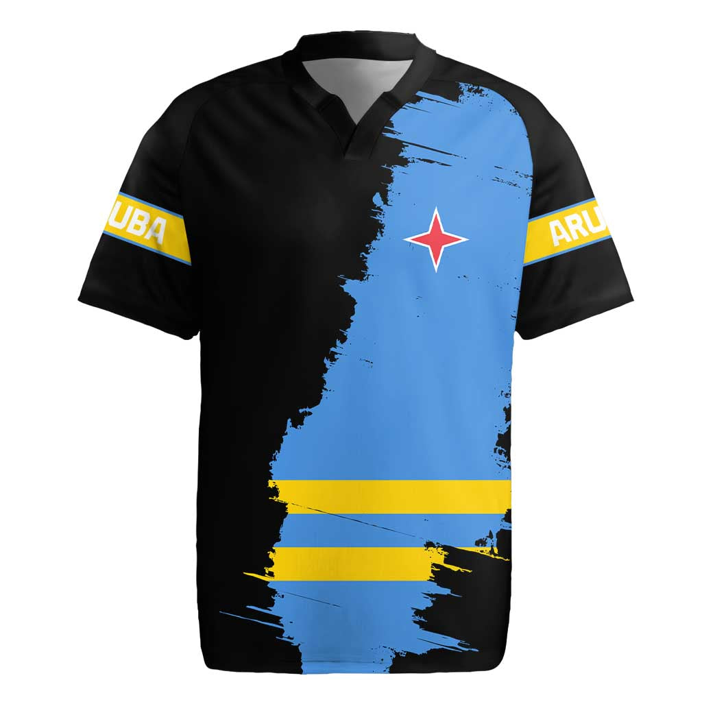 Aruba's Mascot Rugby Jersey Blended with National Flag Details – Symbolic Design