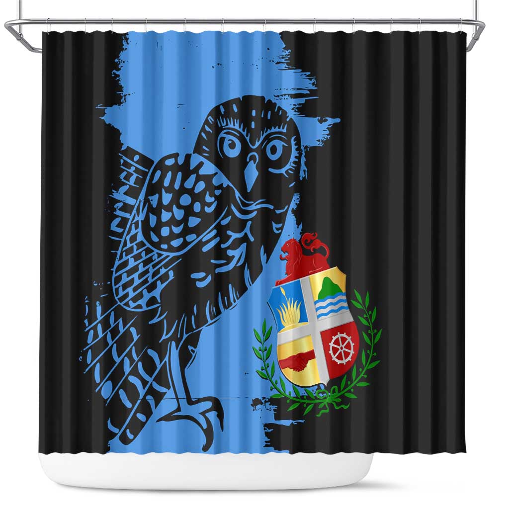 Aruba's Mascot Shower Curtain Blended with National Flag Details – Symbolic Design