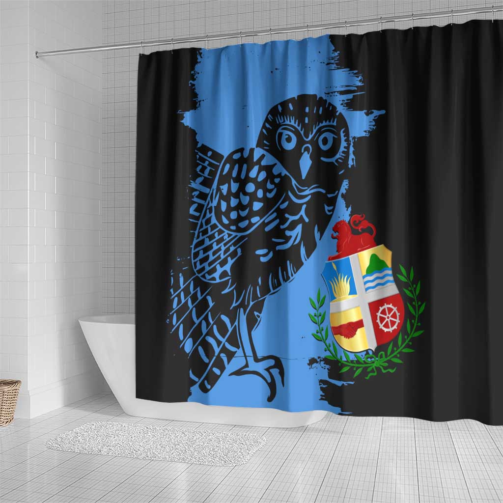 Aruba's Mascot Shower Curtain Blended with National Flag Details – Symbolic Design