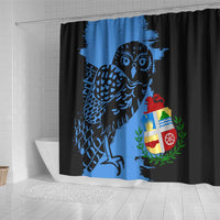 Aruba's Mascot Shower Curtain Blended with National Flag Details – Symbolic Design