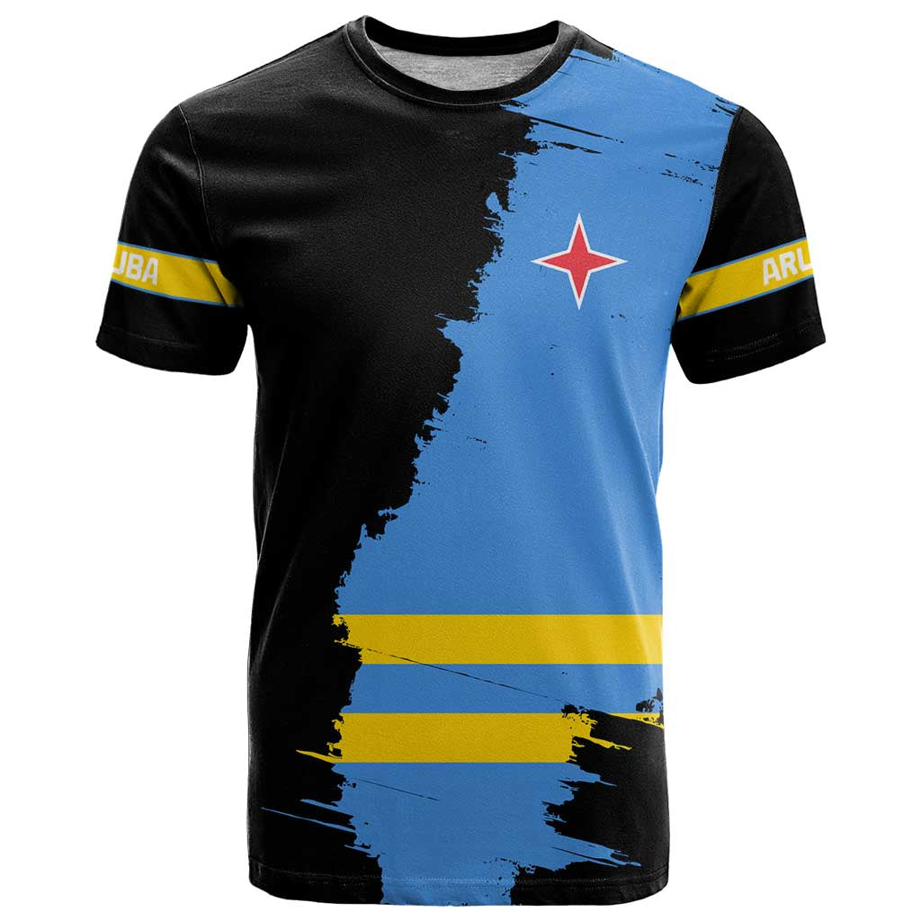 Aruba's Mascot T Shirt Blended with National Flag Details – Symbolic Design