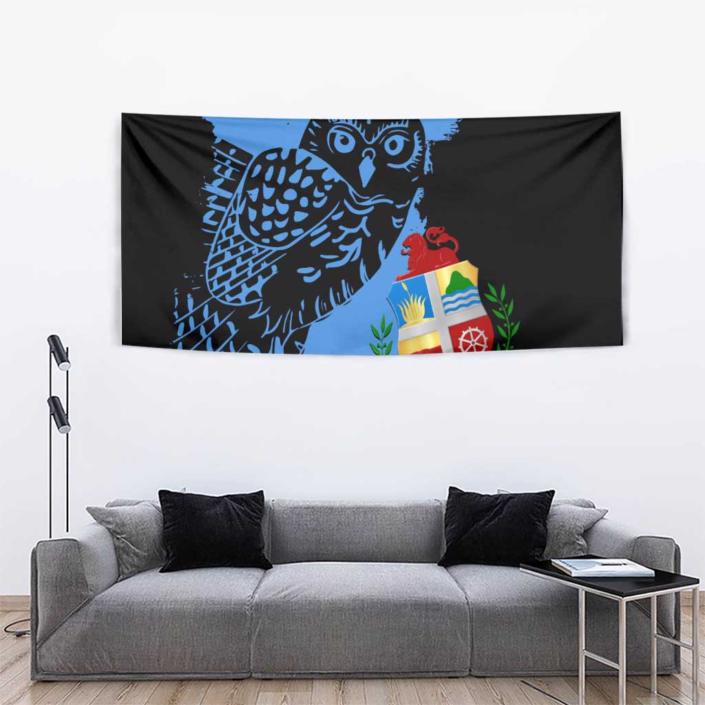 Aruba's Mascot Tapestry Blended with National Flag Details – Symbolic Design