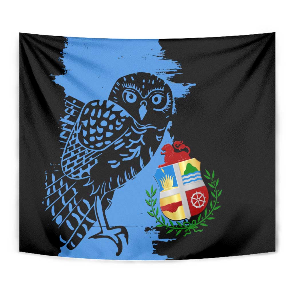 Aruba's Mascot Tapestry Blended with National Flag Details – Symbolic Design