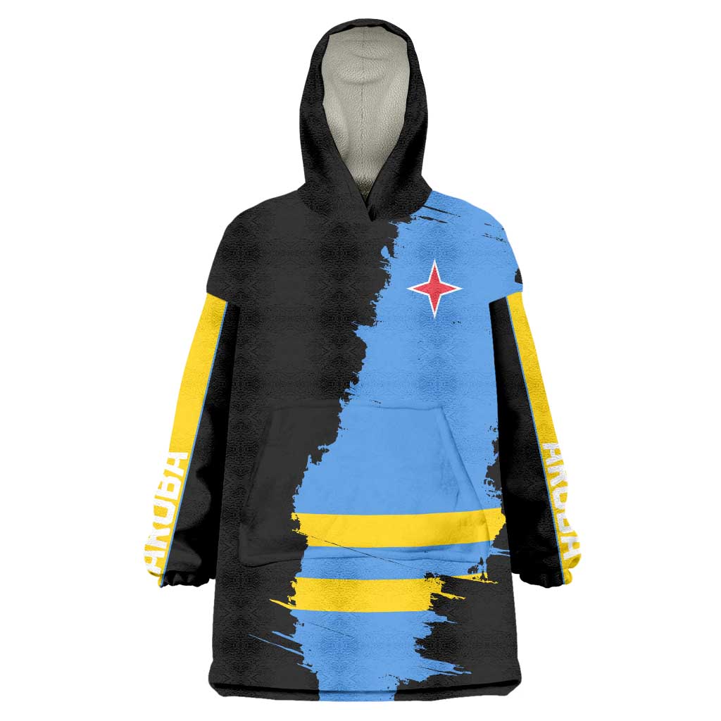 Aruba's Mascot Wearable Blanket Hoodie Blended with National Flag Details – Symbolic Design