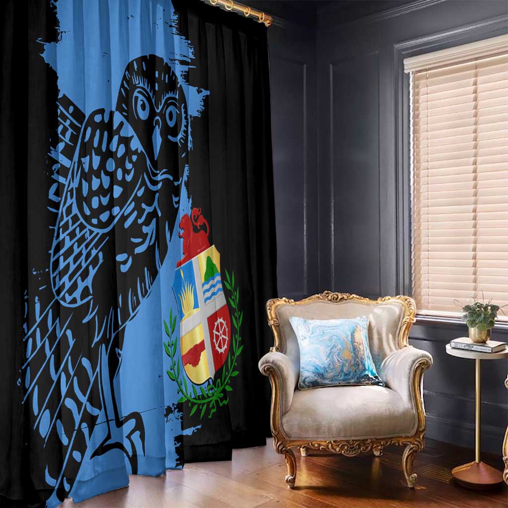 Aruba's Mascot Window Curtain Blended with National Flag Details – Symbolic Design