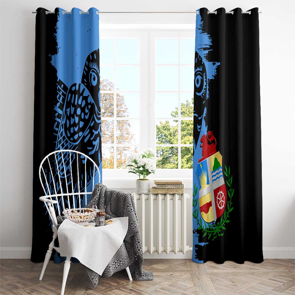 Aruba's Mascot Window Curtain Blended with National Flag Details – Symbolic Design