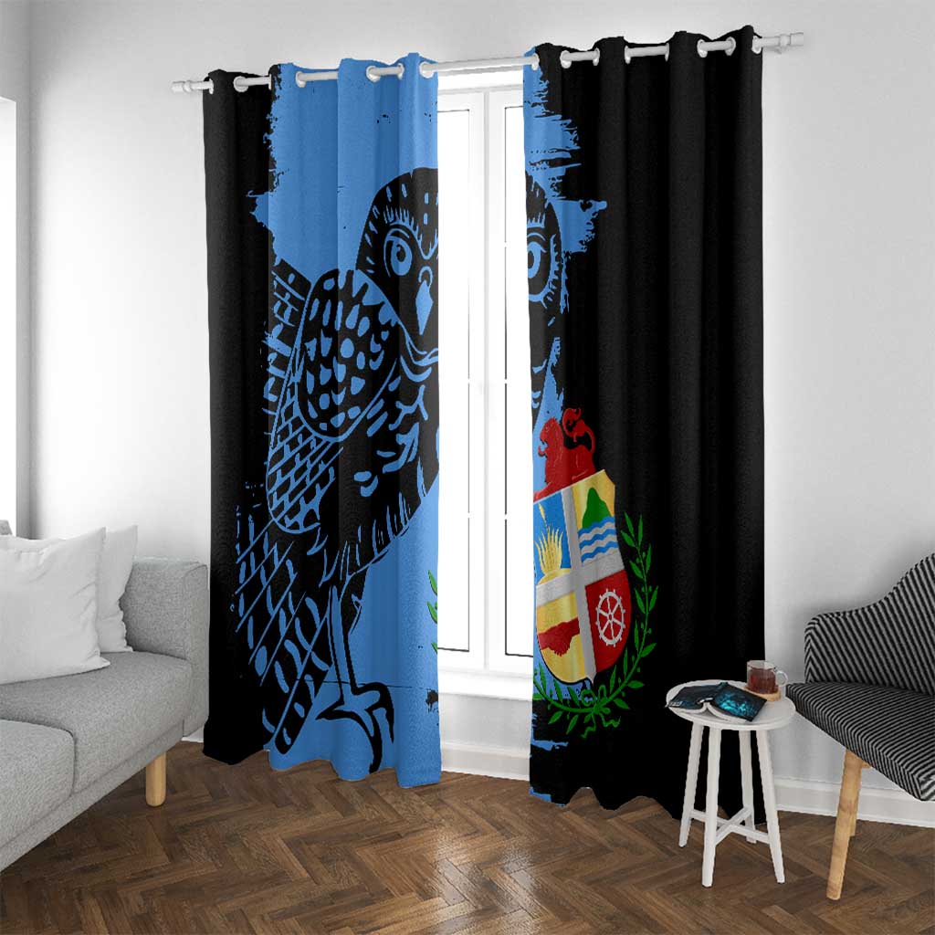Aruba's Mascot Window Curtain Blended with National Flag Details – Symbolic Design