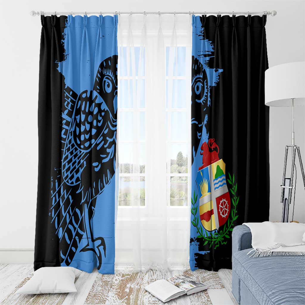 Aruba's Mascot Window Curtain Blended with National Flag Details – Symbolic Design