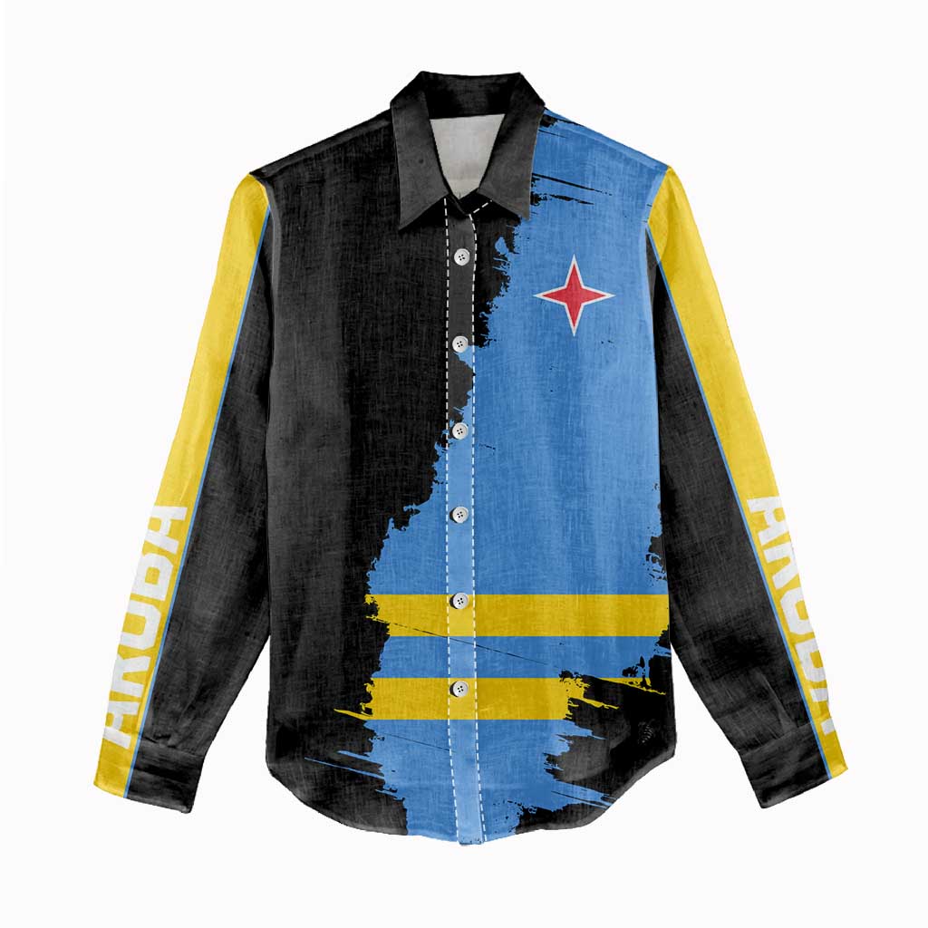 Aruba's Mascot Women Casual Shirt Blended with National Flag Details – Symbolic Design