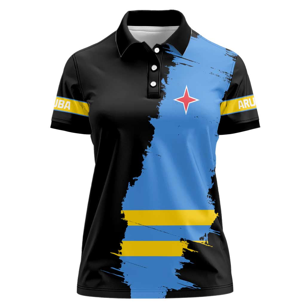 Aruba's Mascot Women Polo Shirt Blended with National Flag Details – Symbolic Design