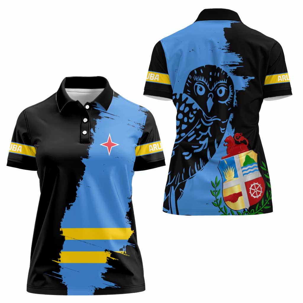 Aruba's Mascot Women Polo Shirt Blended with National Flag Details – Symbolic Design