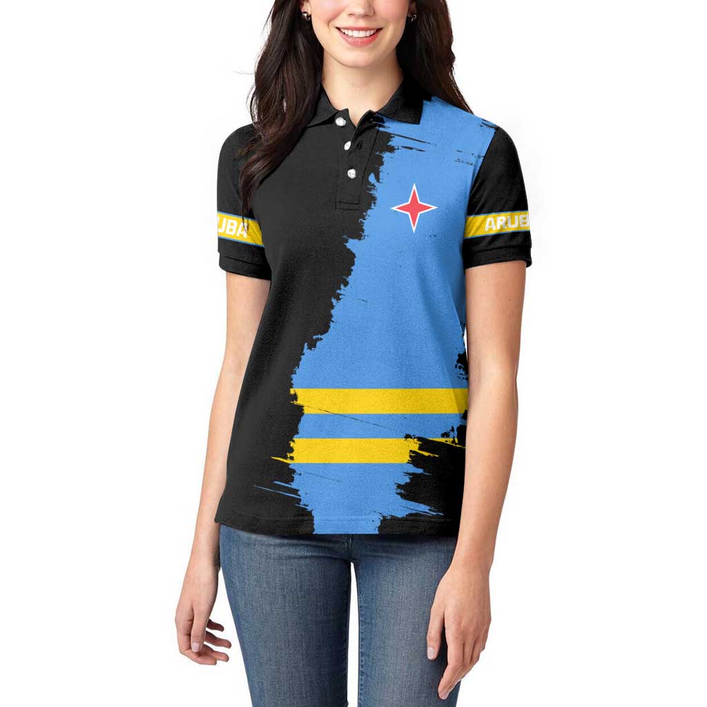 Aruba's Mascot Women Polo Shirt Blended with National Flag Details – Symbolic Design