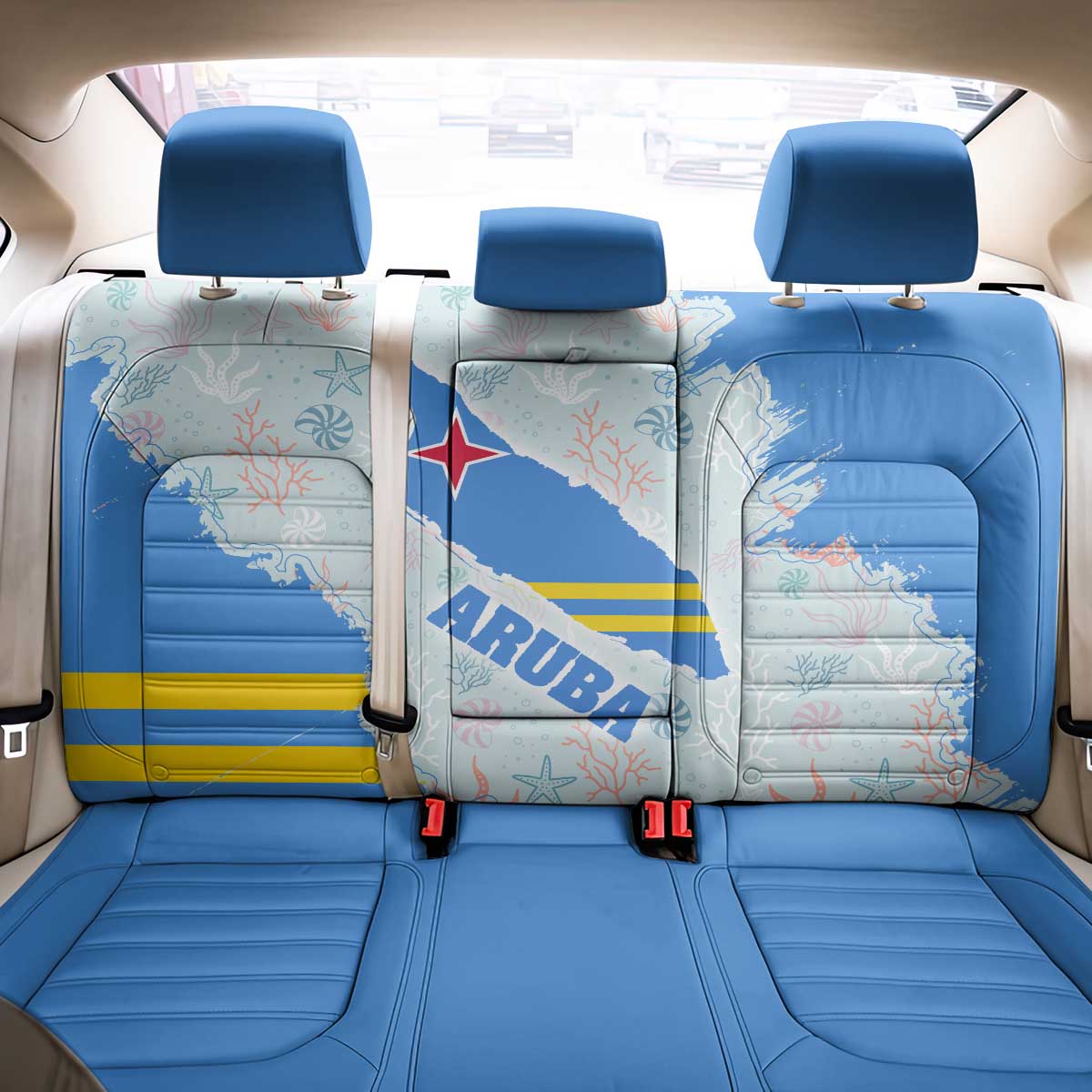 Aruba Back Car Seat Cover with Marine Patterns – Ocean-Inspired Design