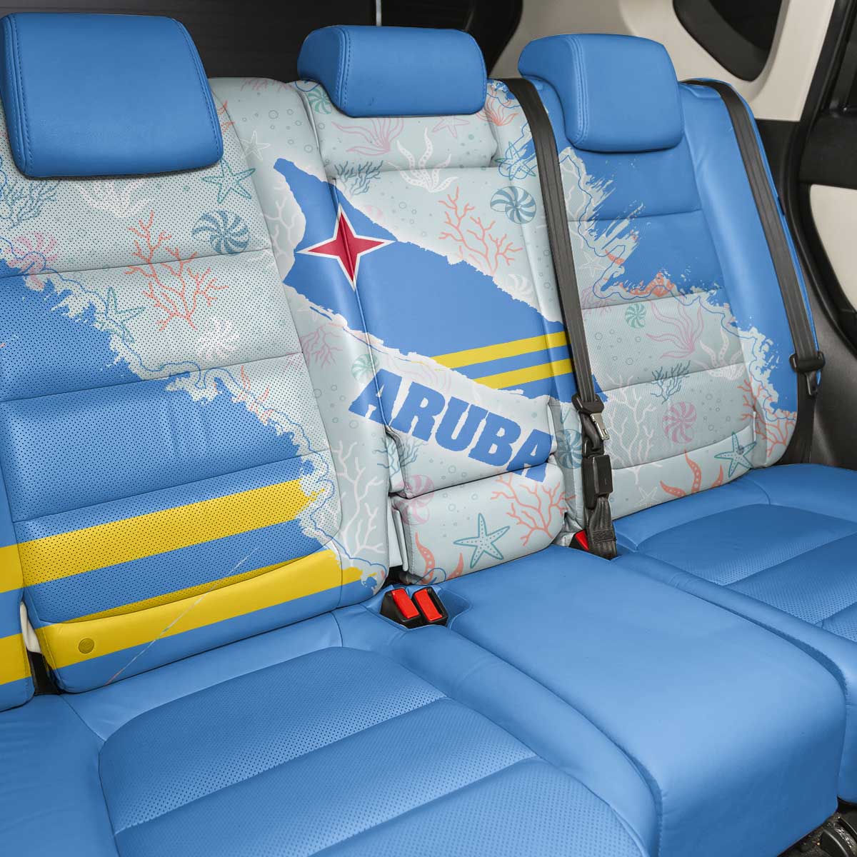 Aruba Back Car Seat Cover with Marine Patterns – Ocean-Inspired Design