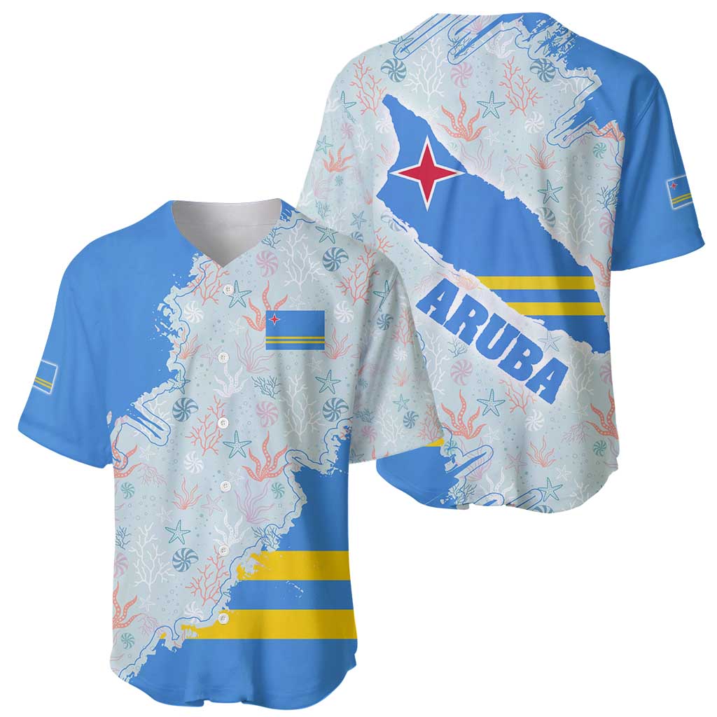 Aruba Baseball Jersey with Marine Patterns – Ocean-Inspired Design