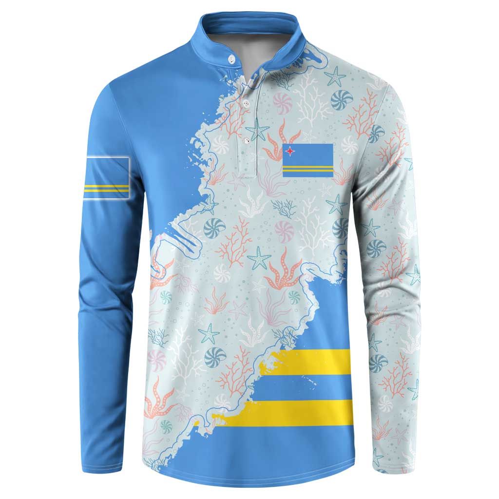 Aruba Button Sweatshirt with Marine Patterns – Ocean-Inspired Design