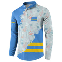 Aruba Button Sweatshirt with Marine Patterns – Ocean-Inspired Design