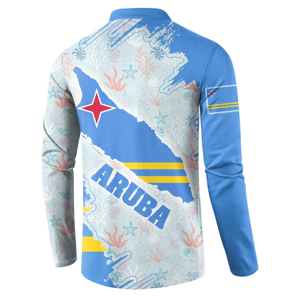 Aruba Button Sweatshirt with Marine Patterns – Ocean-Inspired Design