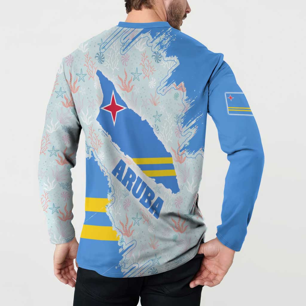 Aruba Button Sweatshirt with Marine Patterns – Ocean-Inspired Design