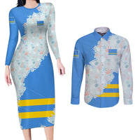 Aruba Couples Matching Long Sleeve Bodycon Dress and Long Sleeve Button Shirt with Marine Patterns – Ocean-Inspired Design