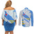 Aruba Couples Matching Off Shoulder Short Dress and Long Sleeve Button Shirt with Marine Patterns – Ocean-Inspired Design