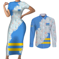 Aruba Couples Matching Short Sleeve Bodycon Dress and Long Sleeve Button Shirt with Marine Patterns – Ocean-Inspired Design