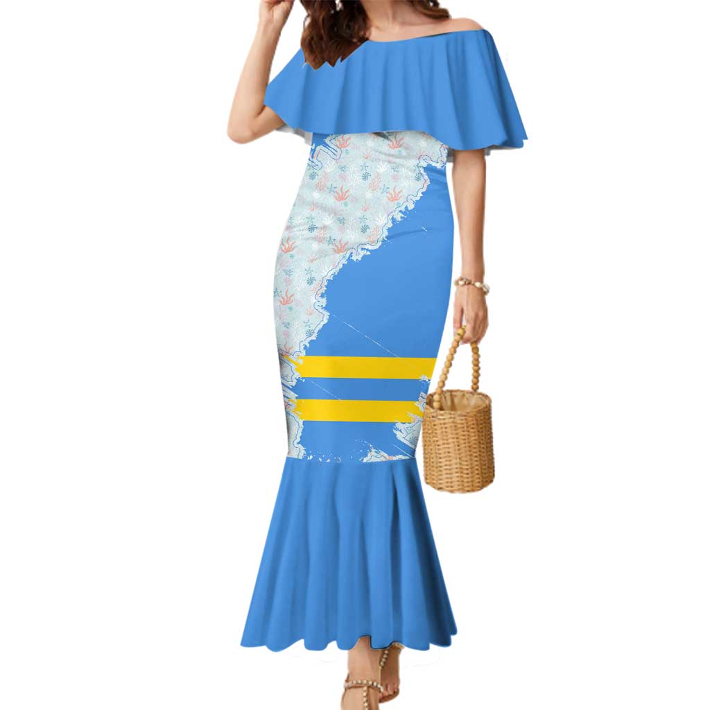 Aruba Family Matching Mermaid Dress and Hawaiian Shirt with Marine Patterns – Ocean-Inspired Design