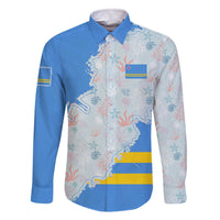 Aruba Family Matching Off The Shoulder Long Sleeve Dress and Hawaiian Shirt with Marine Patterns – Ocean-Inspired Design