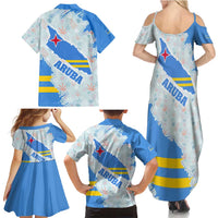 Aruba Family Matching Summer Maxi Dress and Hawaiian Shirt with Marine Patterns – Ocean-Inspired Design