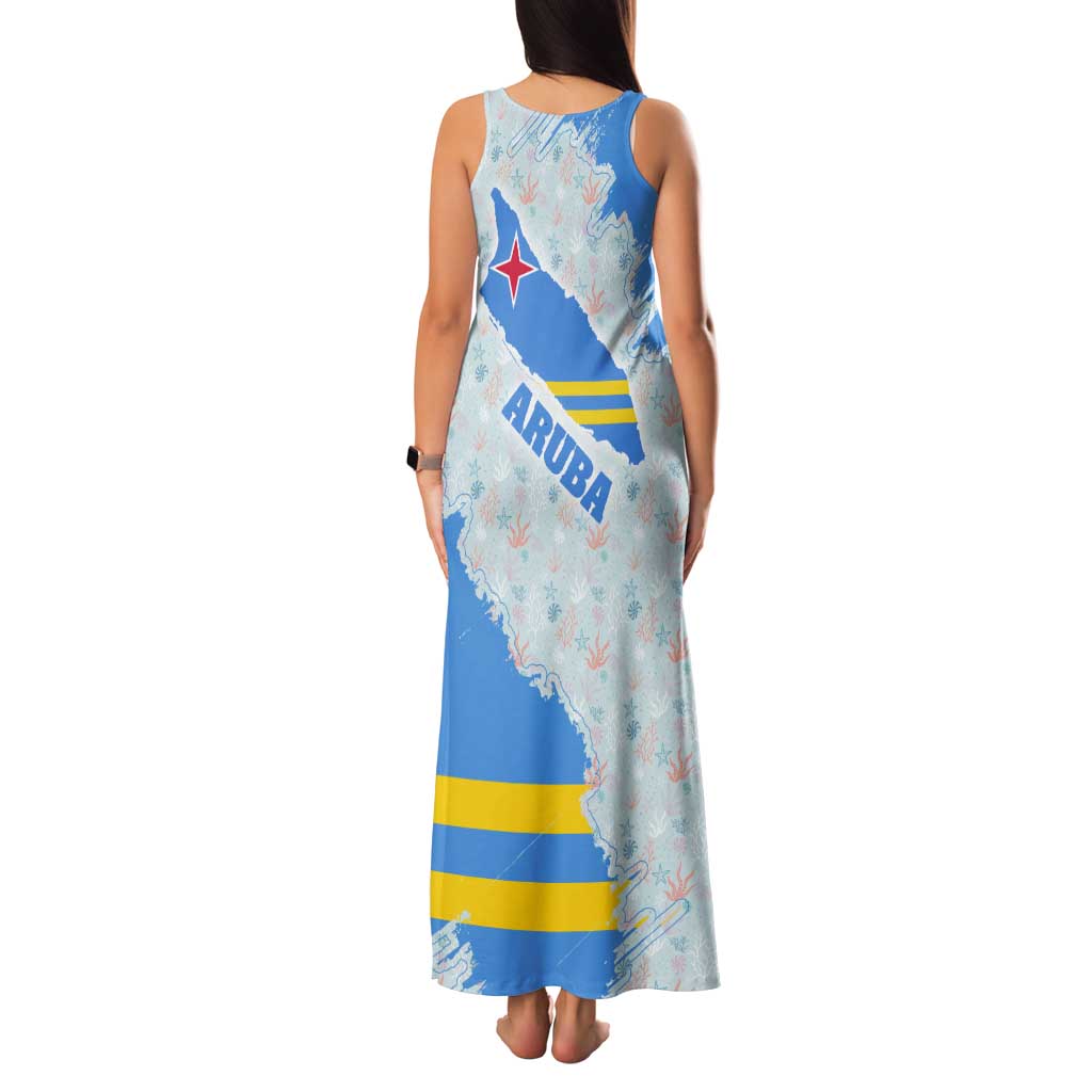 Aruba Family Matching Tank Maxi Dress and Hawaiian Shirt with Marine Patterns – Ocean-Inspired Design
