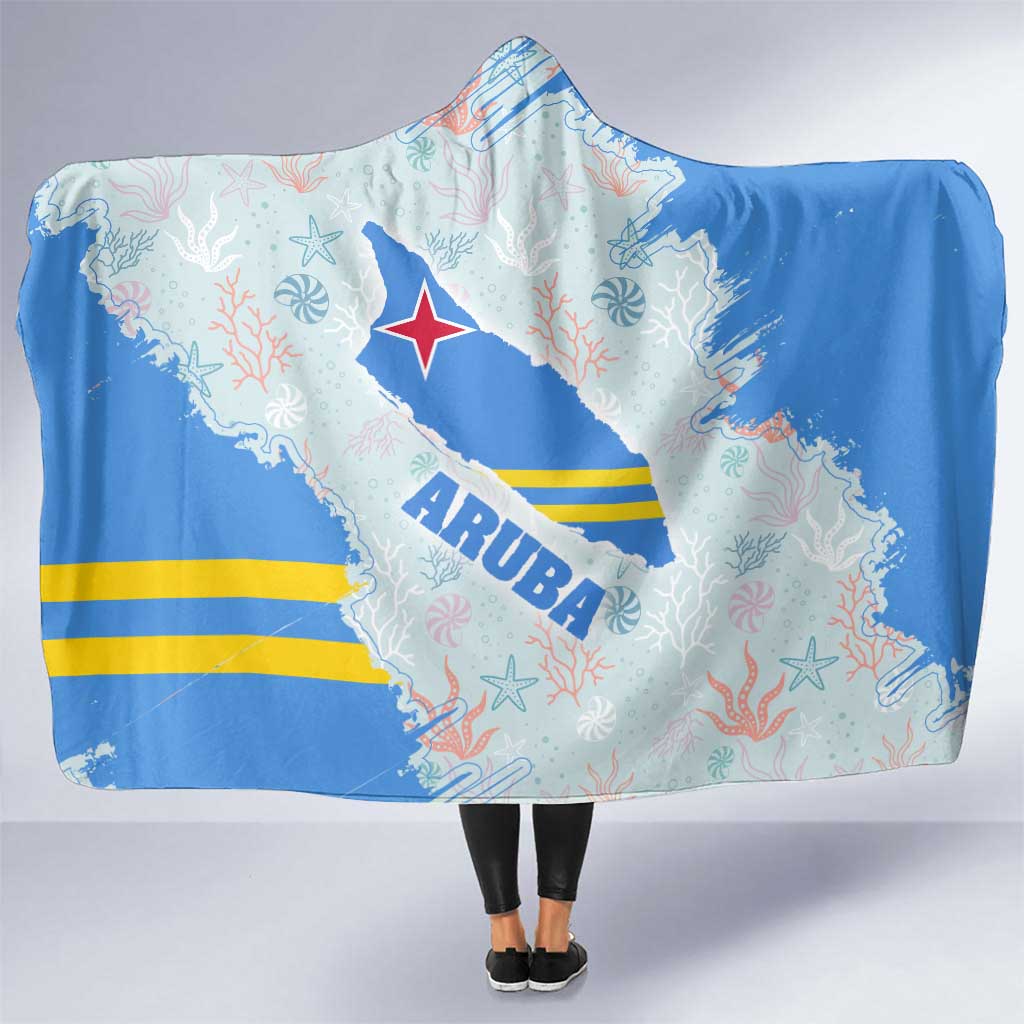 Aruba Hooded Blanket with Marine Patterns – Ocean-Inspired Design
