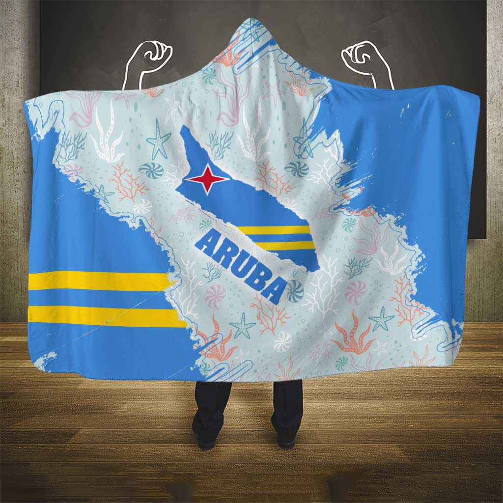 Aruba Hooded Blanket with Marine Patterns – Ocean-Inspired Design