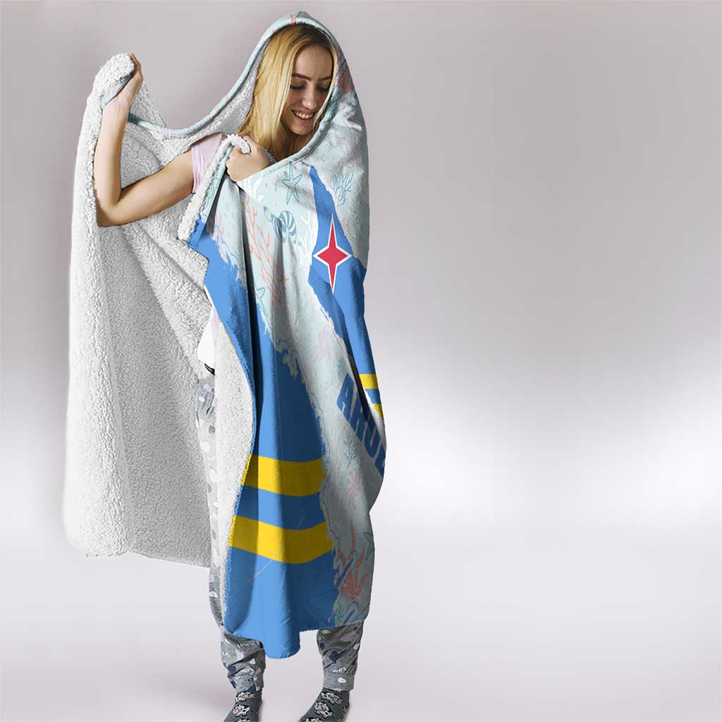 Aruba Hooded Blanket with Marine Patterns – Ocean-Inspired Design