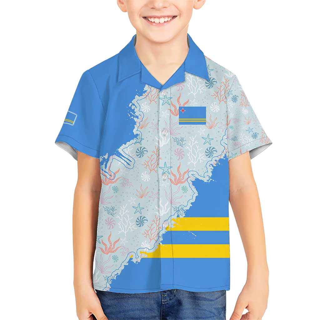 Aruba Kid Hawaiian Shirt with Marine Patterns – Ocean-Inspired Design