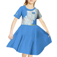Aruba Kid Short Sleeve Dress with Marine Patterns – Ocean-Inspired Design