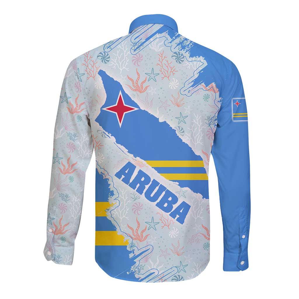Aruba Long Sleeve Button Shirt with Marine Patterns – Ocean-Inspired Design
