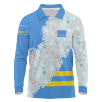 Aruba Long Sleeve Polo Shirt with Marine Patterns – Ocean-Inspired Design