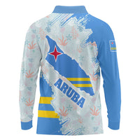 Aruba Long Sleeve Polo Shirt with Marine Patterns – Ocean-Inspired Design
