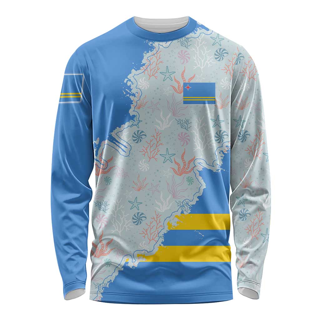 Aruba Long Sleeve Shirt with Marine Patterns – Ocean-Inspired Design