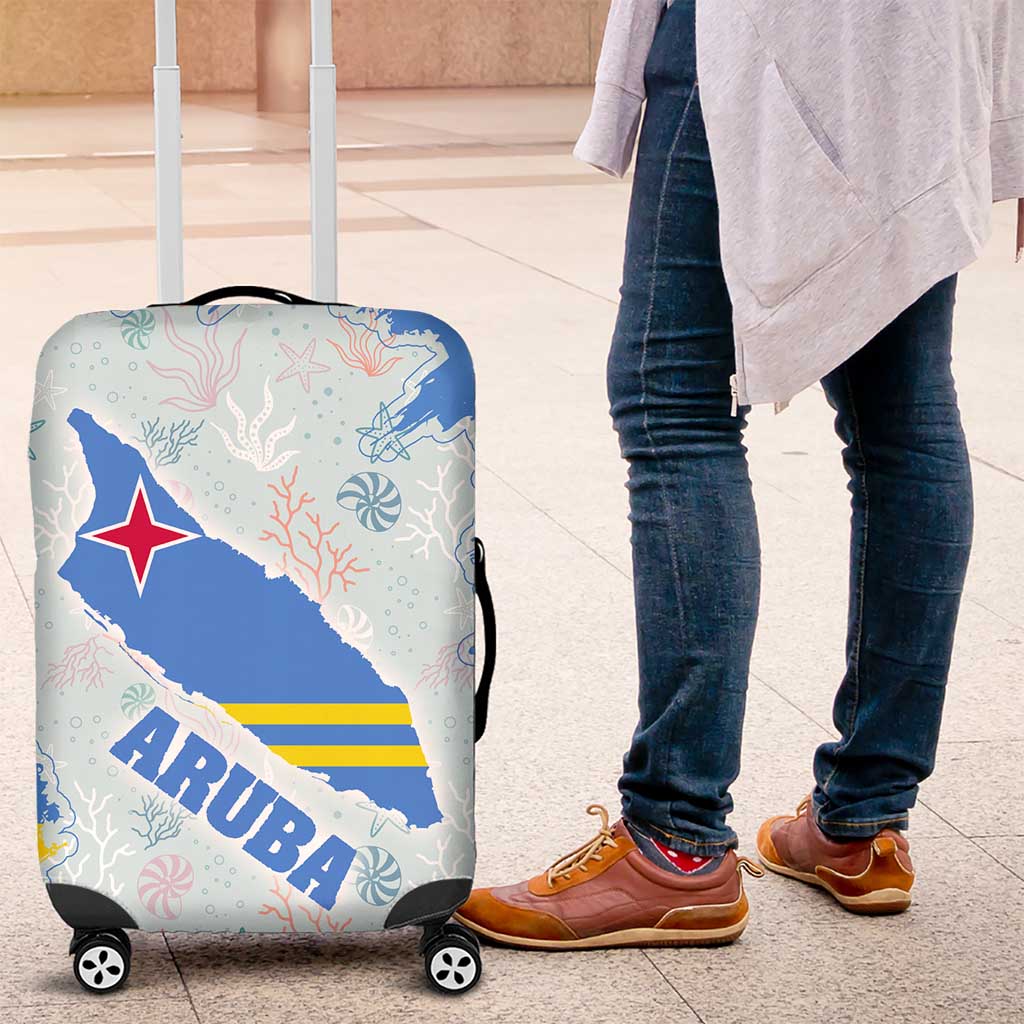 Aruba Luggage Cover with Marine Patterns – Ocean-Inspired Design