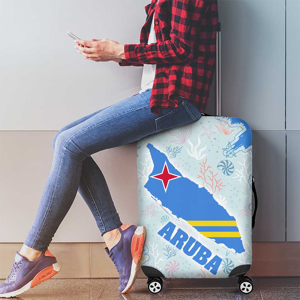 Aruba Luggage Cover with Marine Patterns – Ocean-Inspired Design