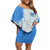 Aruba Off Shoulder Short Dress with Marine Patterns – Ocean-Inspired Design