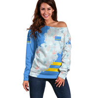 Aruba Off Shoulder Sweater with Marine Patterns – Ocean-Inspired Design