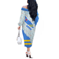 Aruba Off The Shoulder Long Sleeve Dress with Marine Patterns – Ocean-Inspired Design