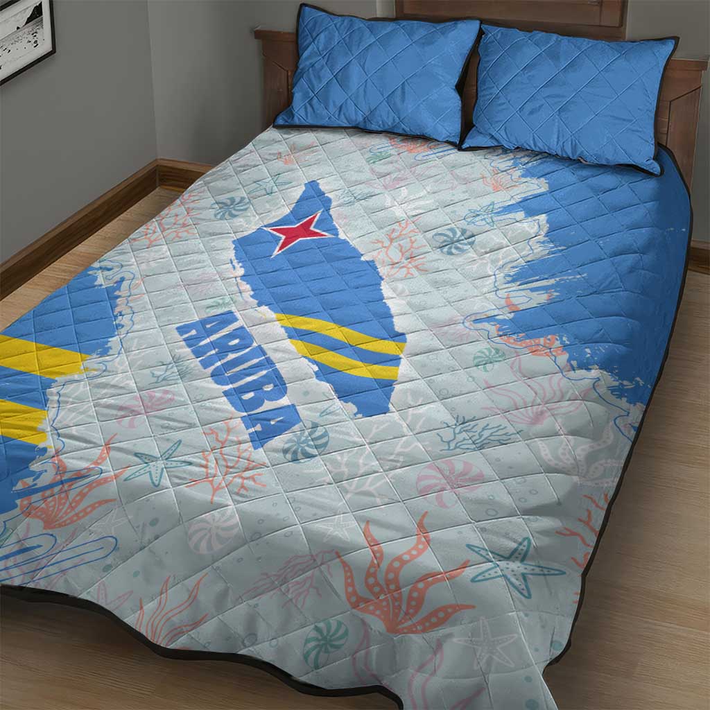 Aruba Quilt Bed Set with Marine Patterns – Ocean-Inspired Design