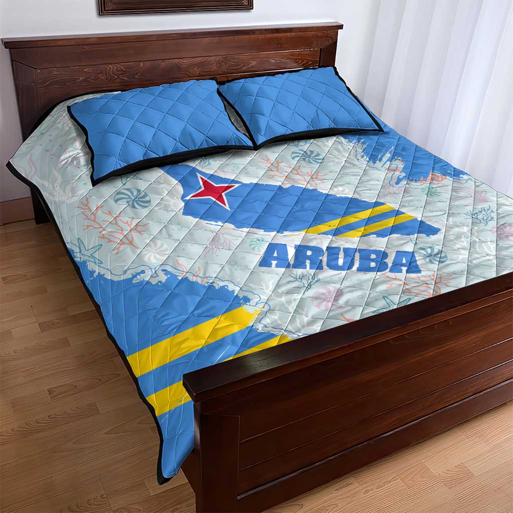 Aruba Quilt Bed Set with Marine Patterns – Ocean-Inspired Design