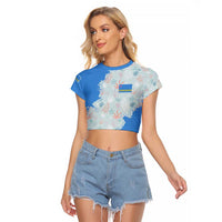 Aruba Raglan Cropped T Shirt with Marine Patterns – Ocean-Inspired Design